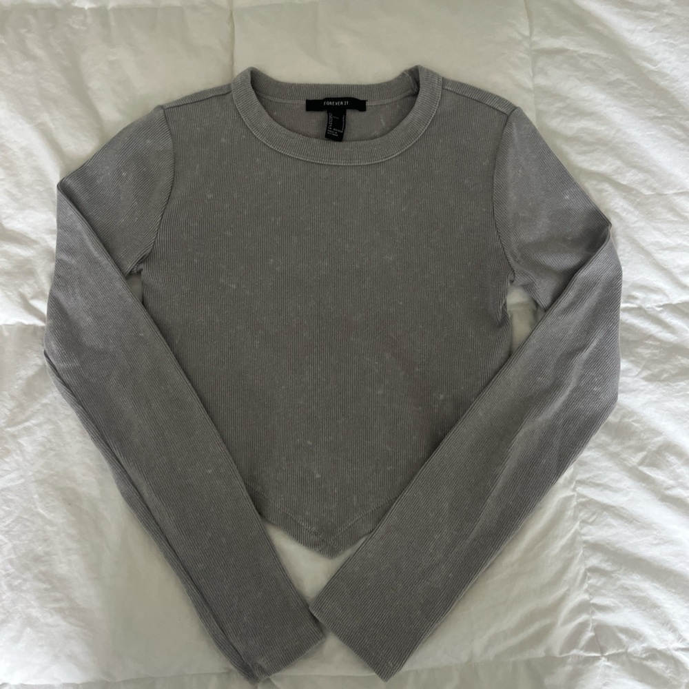 Grey Forever21 Long Sleeve Top